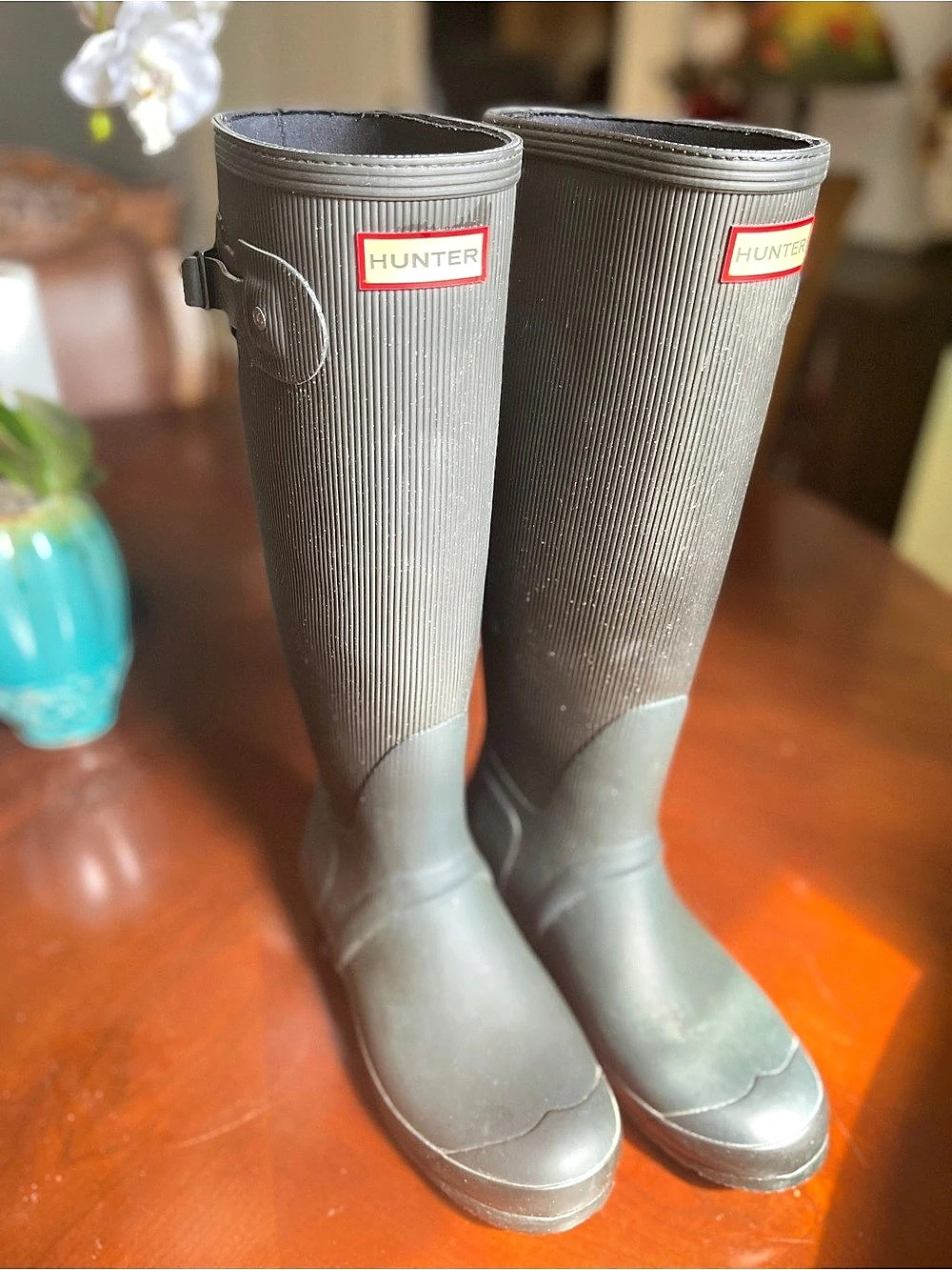 Hunter Balmoral Side Adjustable Wellington Boots Gray